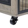 Furniture Style Dog Crate Side Table on Wheels with Double Doors and Lift Top.(Grey; 38.58''w x 25.5''d x 27.36''h)