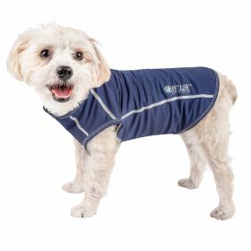 Pet Life Active 'Racerbark' 4-Way Stretch Performance Active Dog Tank Top T-Shirt (Color: navy, size: large)